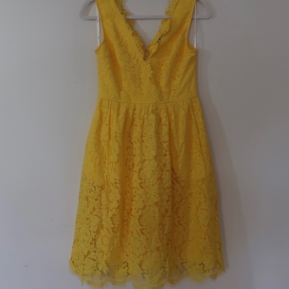 LULU'S Love Swept Yellow Lace Midi Skater Dress - Picture 7 of 12